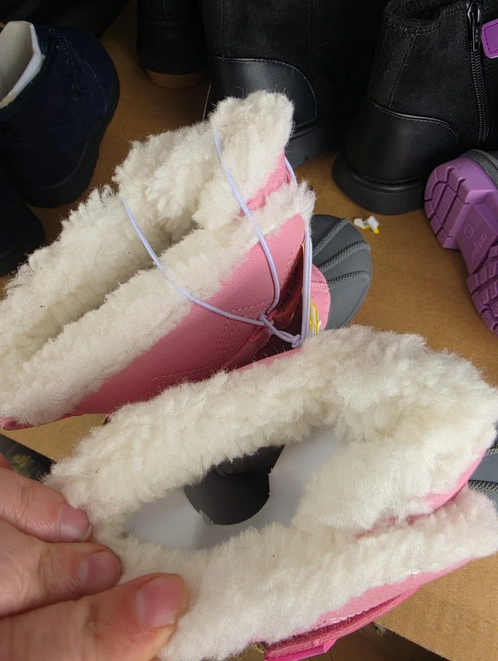 Cat & Jack Pink and Gray Kids Snow Boots with Fleece Collar